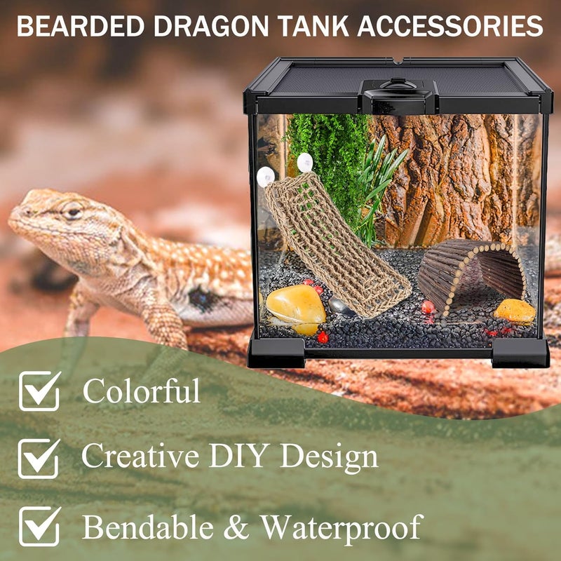 RUNANIA Bearded Dragon Tank Accessories, Reptile Mat Hammock Plants Bridge Jungle Climber Vines Terrarium Decorations for Bearded Dragon Lizard Snake - Image 3